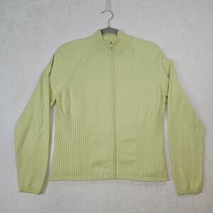 Two Piece Lime Green Zip-Up Cardigan And Shirt